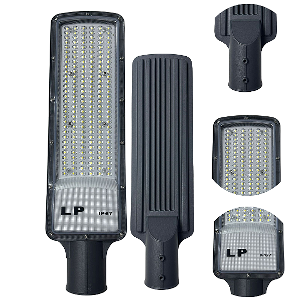 Luminária Led Pública Smd 400w 75% Bf IP67 Lp Cinza Bivolt 110v-220v Branco Frio 6500k