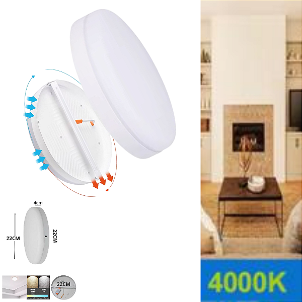 Plafon Led Borda Infinita 25w Sobrepor Redondo 17cmx17cm Bivolt 100v-220v Neutro 4000k
