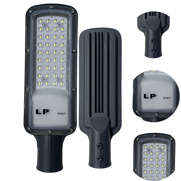 Luminária Led Pública Smd 50w 100% Bf IP67 Brisa Led LP Cinza Branco frio 6500k