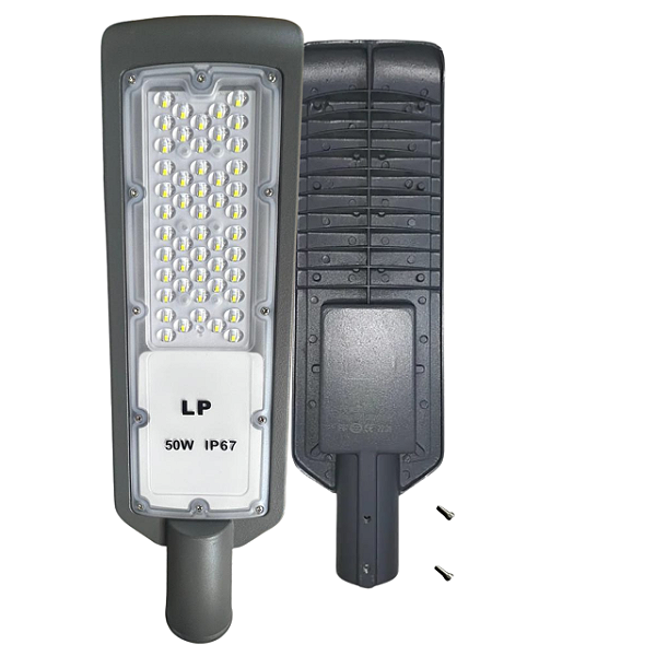 Luminária Led Publica Smd 50w Ip67 Poste De Rua 100% Lúmen Frio 6500K Bivolt 98V-220V