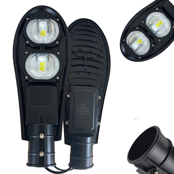 Luminária Led Pública Pétala Cob 100w 75% Lumen Preto Bivolt 110v-220v Neutro 4000k