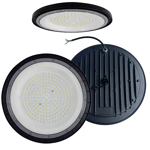 Luminária Led Ufo Slim Smd 300W 100% Lúmen IP67 Industrial Bivolt 98v-220v Branco Frio 6500k