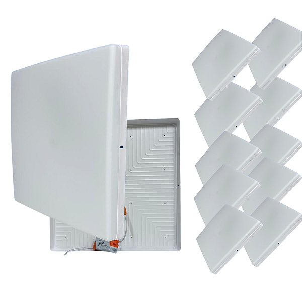 Kit 10 Plafon Led Borda Infinita 72w Sobrepor Quadrado 40cmx40cm Bivolt 100v-220v Branco Frio 6500k