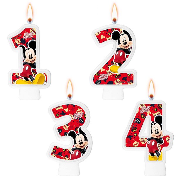 Vela Mickey Mouse Festa De Aniversário De 1 Á 4 Anos
