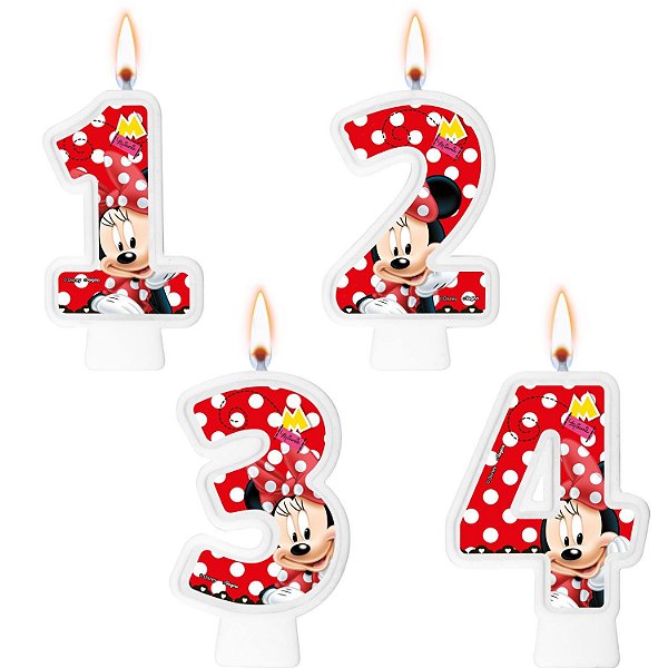 Vela Minnie Mouse Festa De Aniversário De 1 Á 4 Anos
