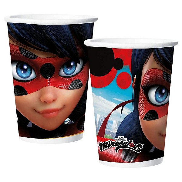 12 Copos Ladybug Festa De Aniversário 180 ML