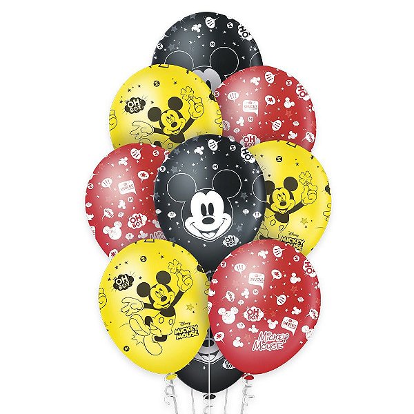 10 Bexigas Balão Mickey Mouse 12'' Premium Festa Aniversário
