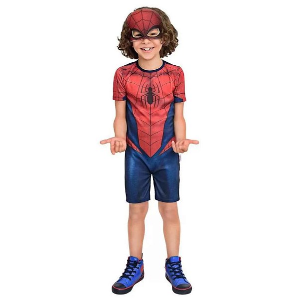 Fantasia Roupa Homem Aranha Infantil Macacão Curto Tamanho de 3 a 12 Anos -  Fantasia Kids