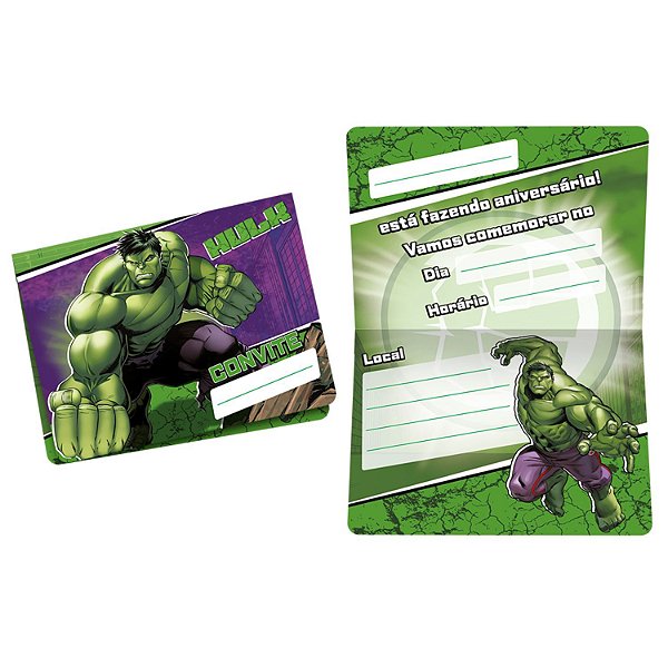 12 Convites Hulk Festa De Aniversário