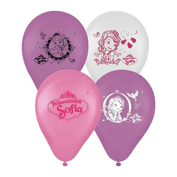 25 Bexigas Balão Festa Princesa Sofia 9 Polegadas