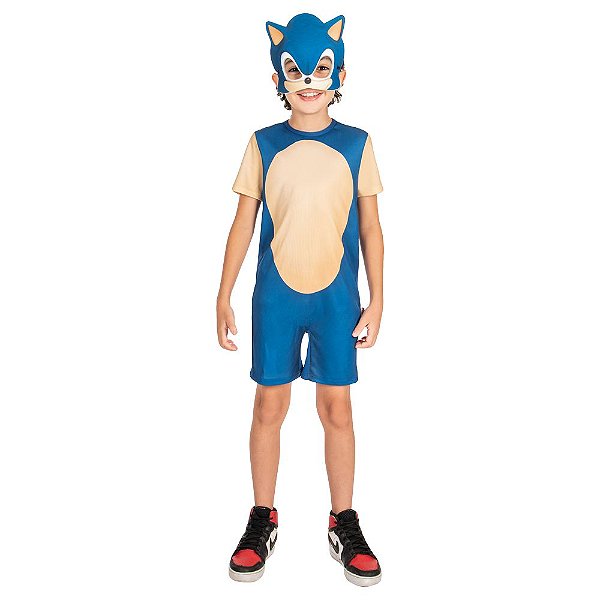 Fantasia Infantil Sonic com Mascara Ione