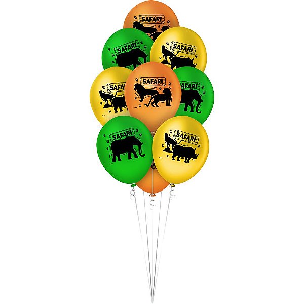 25 Bexigas Balão Festa Safari 9 Polegadas