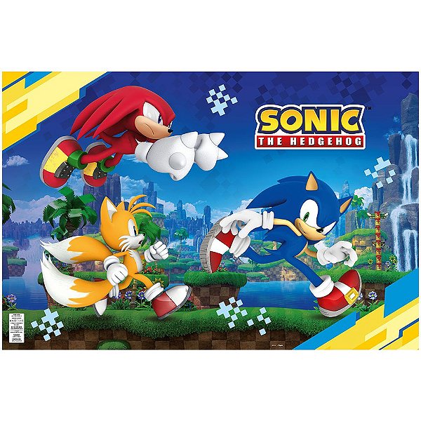 Painel Decoração Tecido Festa Sonic 120cm x 80cm