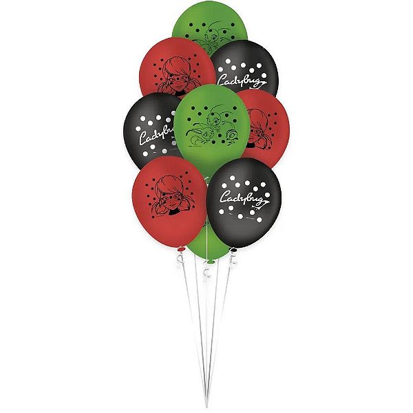 25 Bexigas Balão Festa Ladybug Core 9 Polegadas