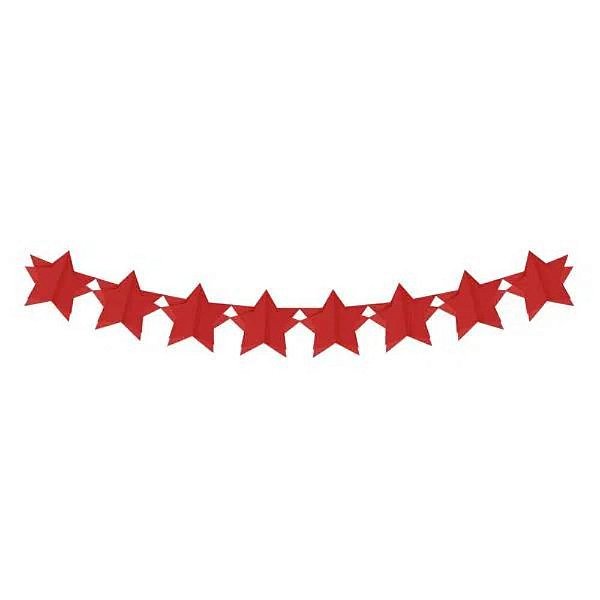 Faixa Bandeirola Decorativa Estrela 3D Vermelho 3,60m