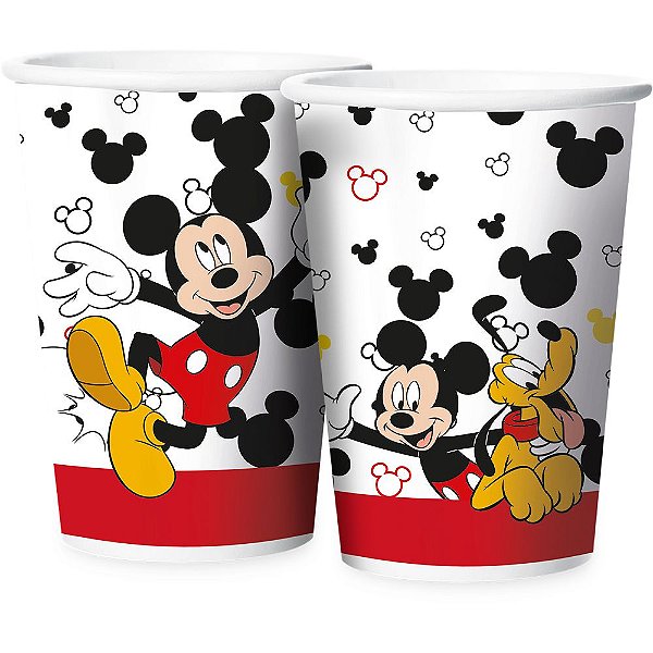 12 Copos Mickey Mouse Festa De Aniversário 180 ML