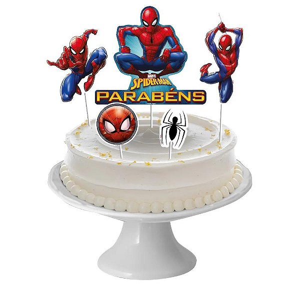 1 pç Topo de bolo Homem-Aranha Homem Aranha Decoração de bolo tema Homem  Aranha Decoração de festa com tema de desenho animado Topo de bolo para  tema de herói, decoração de festa