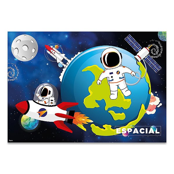 Painel Decoração Festa Astronauta Espacial 126cm x 88cm