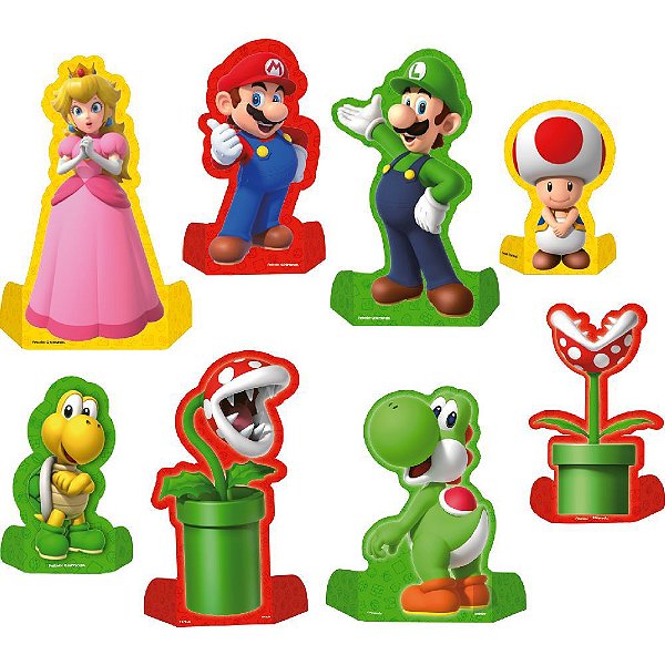 8 Enfeite Display Decoração De Mesa Super Mario