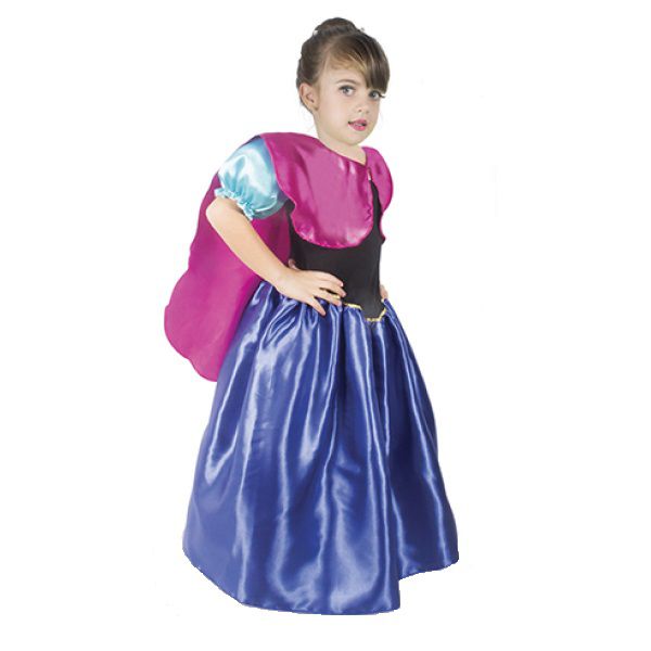 Fantasia Infantil Vestido Frozen Anna Com Capa