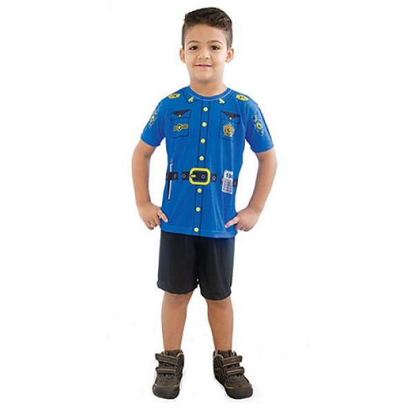 Fantasia Policial Infantil Camiseta E Short