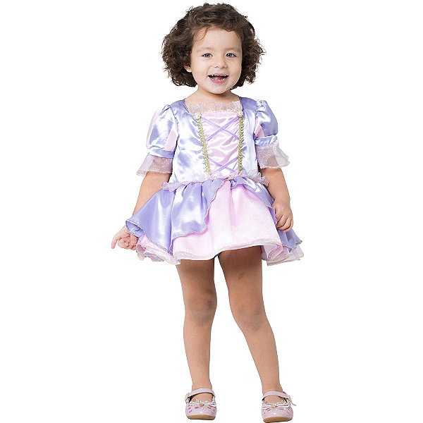 Body Rapunzel Princesa Disney Fantasia Infantil 1 a 2 Anos