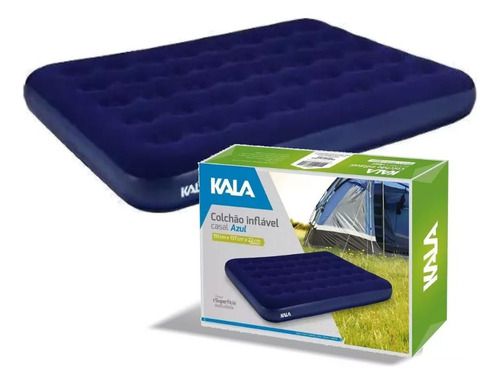 Colchão Inflável De Casal Azul Para Camping Praia - Kala