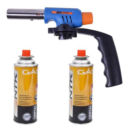 Maçarico Portátil Controle Fluxo Ikon Ntk + 2 Refil Campgás