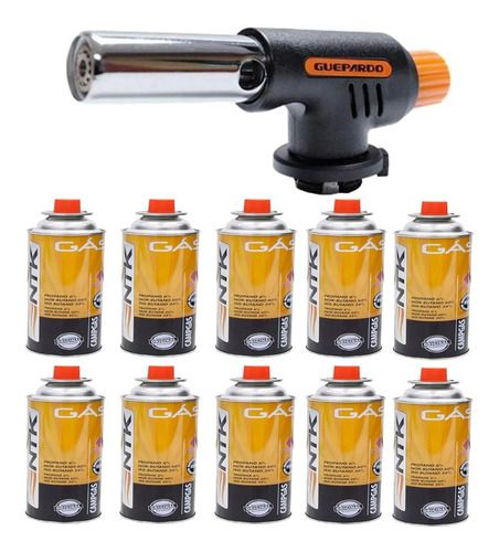 Maçarico Guepardo Flame Gun Com Regulagem + 10 Refil Nautika
