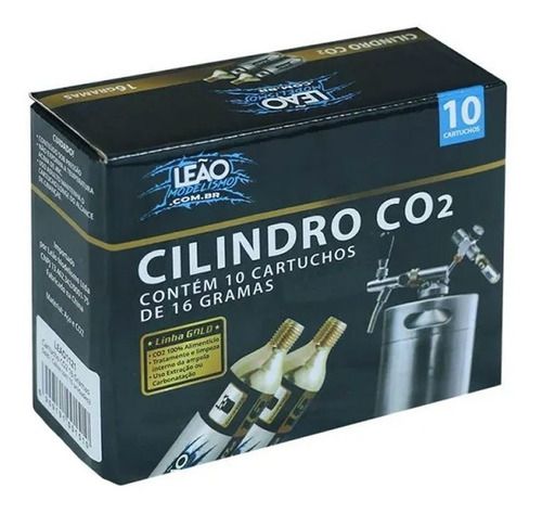 Cilindro Co2 Com Rosca Chopp Alimentício 16g Caixa 10un - Leão Modelismo
