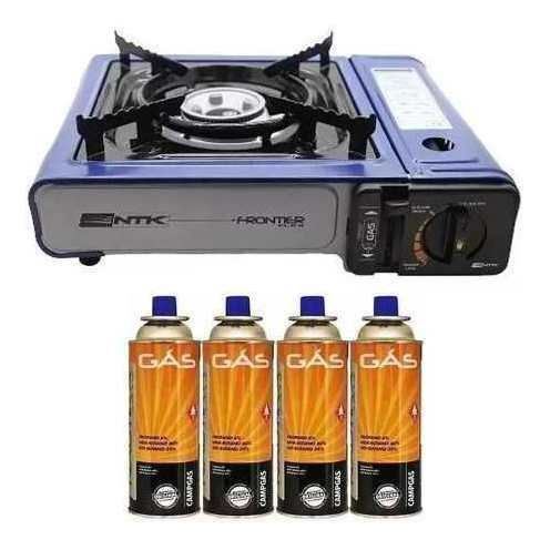 Fogão Camping Fogareiro Frontier Flex Nautika Ntk + Gás