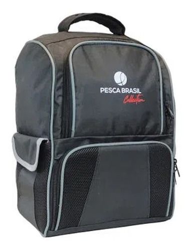 Mochila Pesca Brasil Fishing Bag 30 Litros - Preto Com Cinza