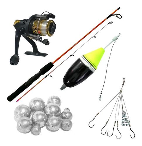 Kit Pesca C/ Vara Boia Anzol Molinete Chumbadas Redonda Nº 3