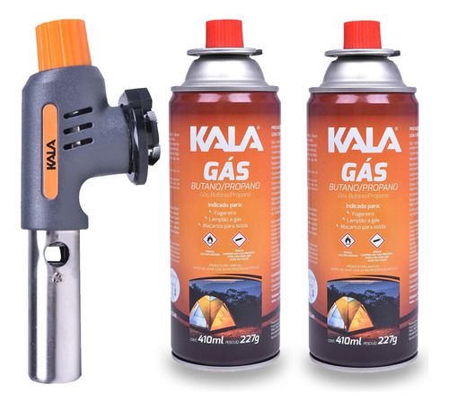 2 Cartuchos De Gás Butano 227g + Maçarico automático - Kala