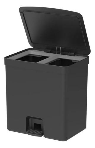 LIXEIRA DE PEDAL TRIUM 30L DUPLA PRETO FECHADO Gtin: 7908466044725
