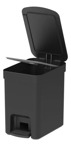 Lixeira Com Pedal 6l Cozinha Banheiro Trium Compacta Preto