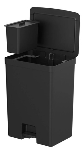 Lixeira de Pedal Trium 46+4L Preto - OU