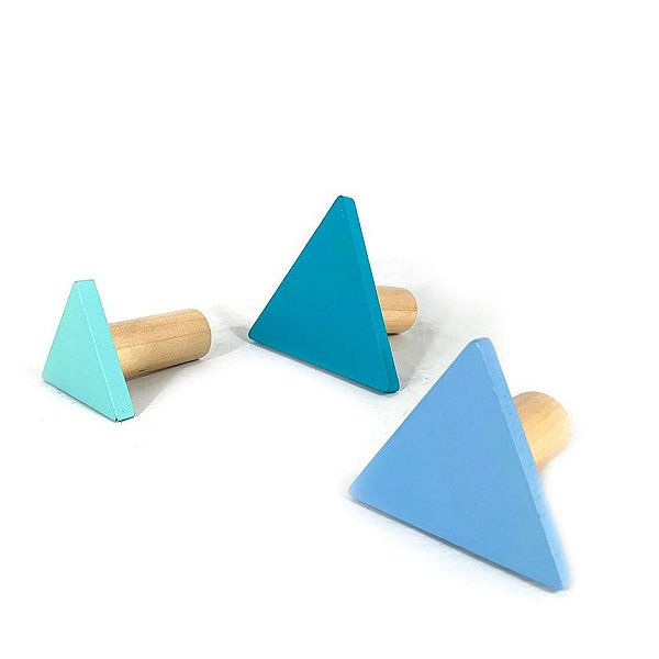 GANCHO DE PAREDE INFANTIL TRIANGLE AZUL MDF 3PÇS DPD01233