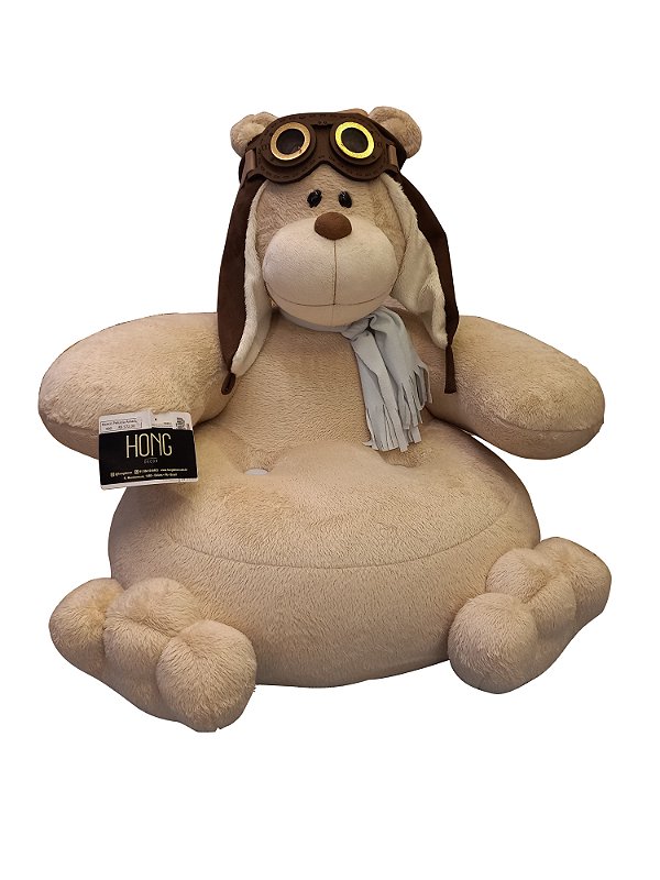 Puff de Pelucia Urso Bochecha Aviador Hong Decor