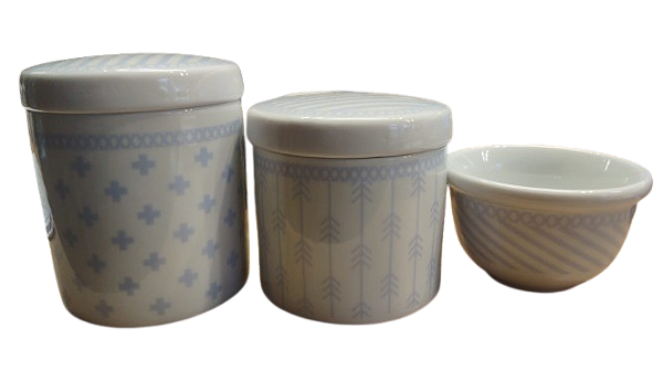 KIT HIGIENE BRANCO COM DETALHE EM AZUL-EN