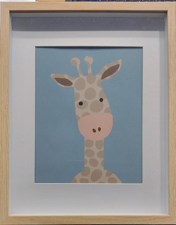 QUADRO GIRAFA COM MOLDURA AMADEIRADO-EN