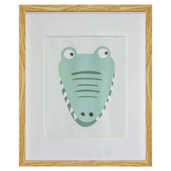 QUADRO JACARÉ COM MOLDURA AMADEIRADO-EN