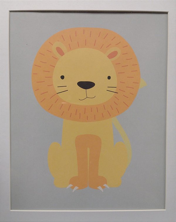 QUADRO LEAO COM MOLDURA AMADEIRADO-EN