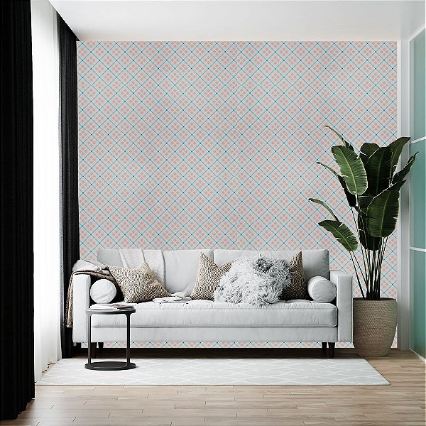 Papel de Parede Adesivo 3D Cinza e Branco Xadrez – Decore 3D