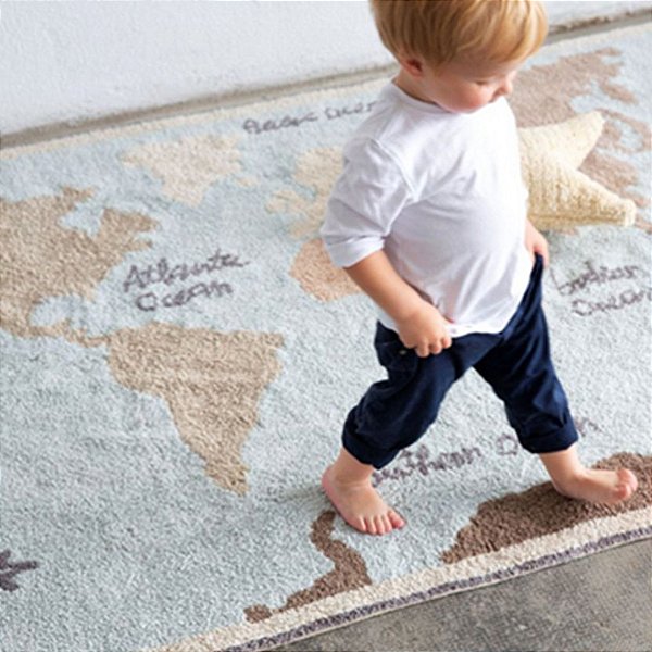 TAPETE INFANTIL 1,40 X 2,00M LORENA CANALS MAPA MUNDI VINTAGE