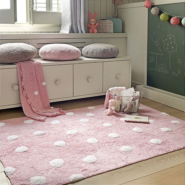 Tapete Infantil 1,20 X 1,60 Lorena Canals Topos Rosa