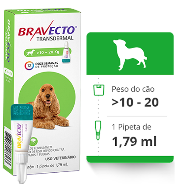 BRAVECTO TRANSDERMAL 500MG (10-20KG) - Casa do Colono