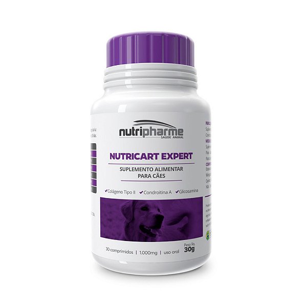 Nutricart Expert 1.000mg para Cães 30 Comprimidos