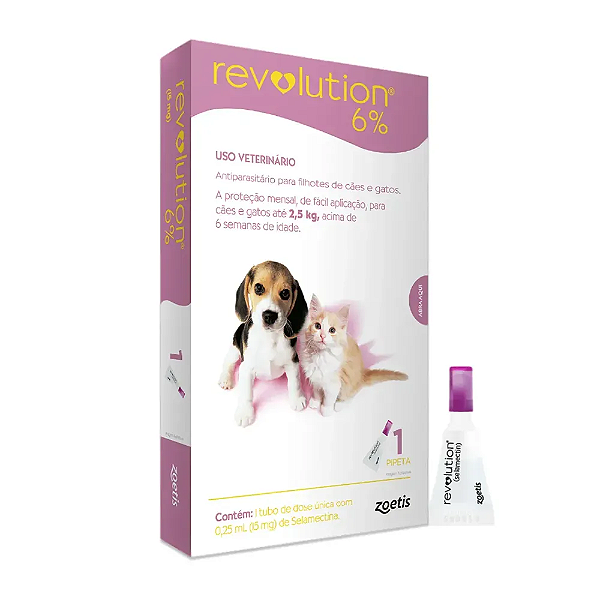 Revolution 6% Antipulgas Cães e Gatos até 2,5kg – 1 Pipeta