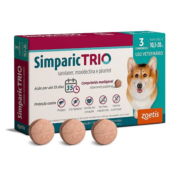 Simparic Trio 24mg 10,1 a 20kg 3 Comprimidos